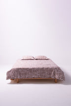 Premium Percale Duvet Cover – Organic Flow (Brown on White)